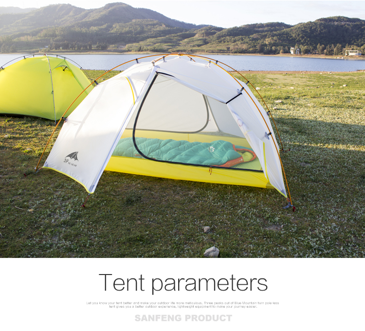 Cheap Goat Tents 3F UL GEAR Green and white 4 Season Camping Tent 15D Nylon  Double Layer Waterproof Tent for 2 Persons Tents 
